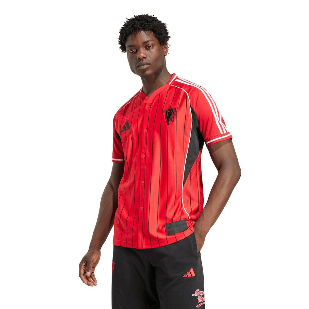 Manchester United US Pack Full-Button Baseball Jersey - Adidas Red