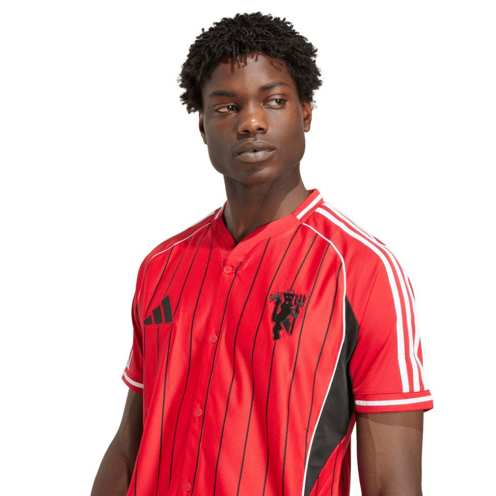Manchester United US Pack Full-Button Baseball Jersey - Adidas Red