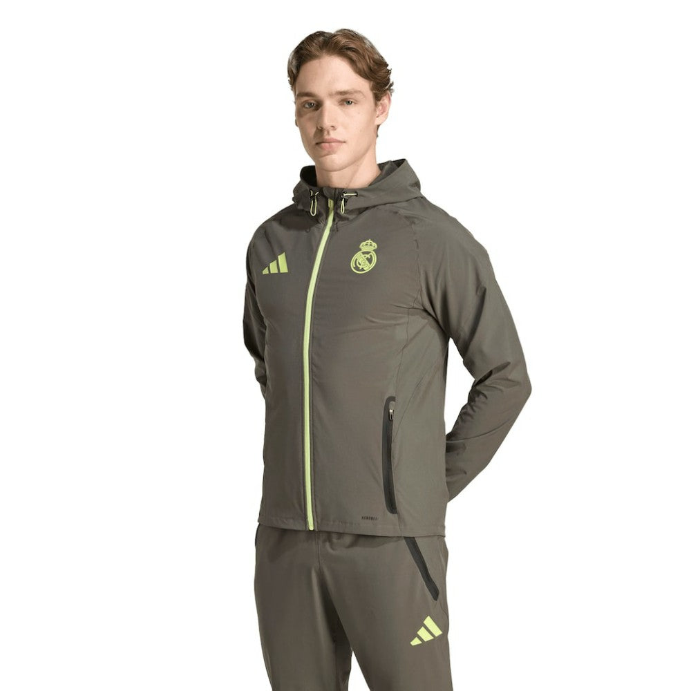Real Madrid 2025/26 Tiro Vis Tech Travel Jacket - Adidas Olive