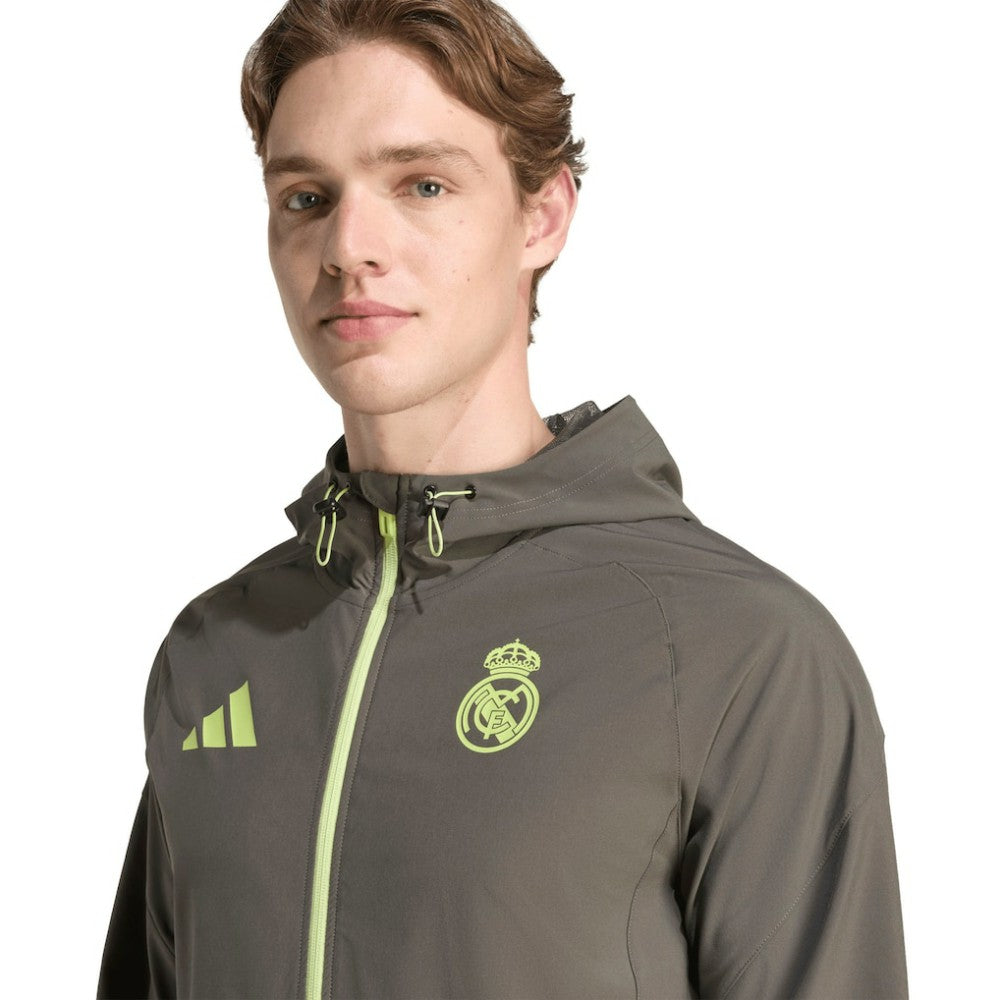 Real Madrid 2025/26 Tiro Vis Tech Travel Jacket - Adidas Olive