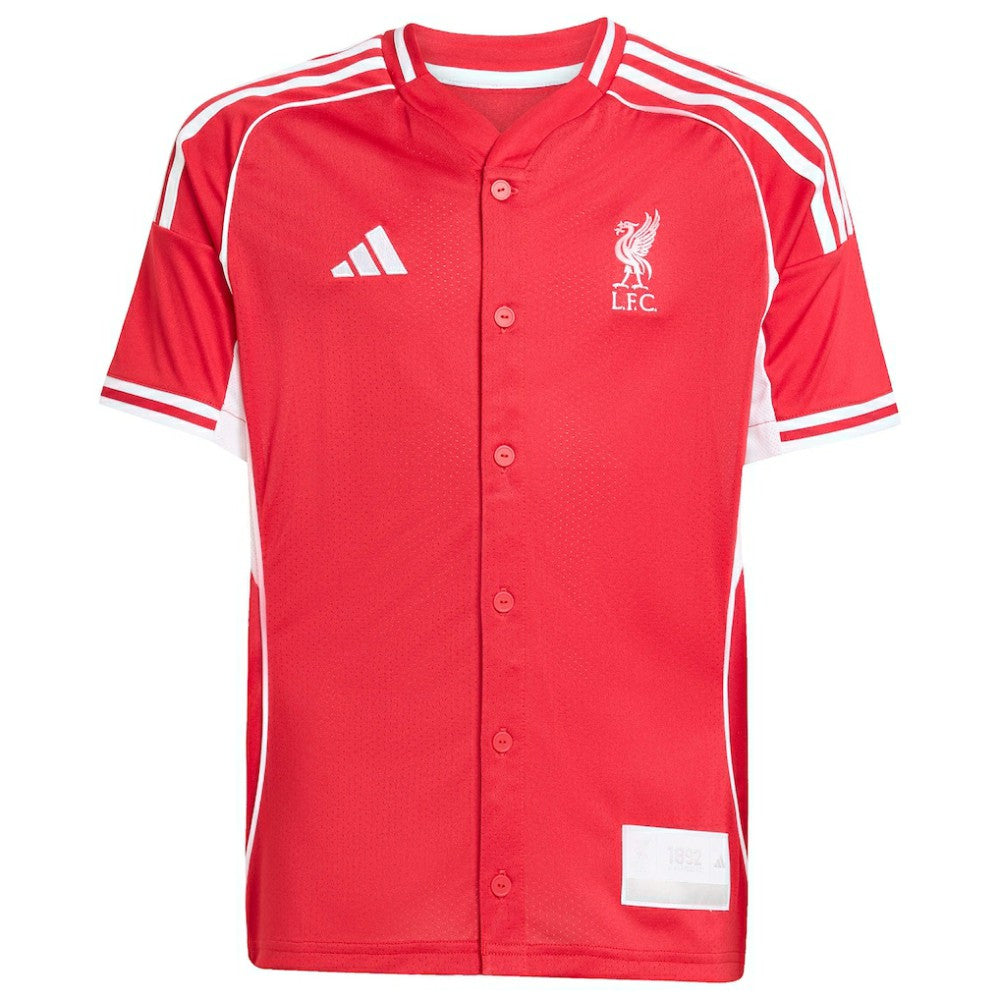 Liverpool Youth Full-Button Baseball Jersey - Adidas Red