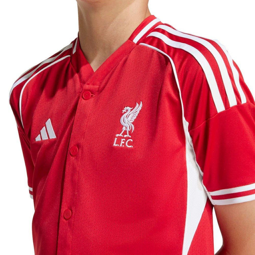 Liverpool Youth Full-Button Baseball Jersey - Adidas Red