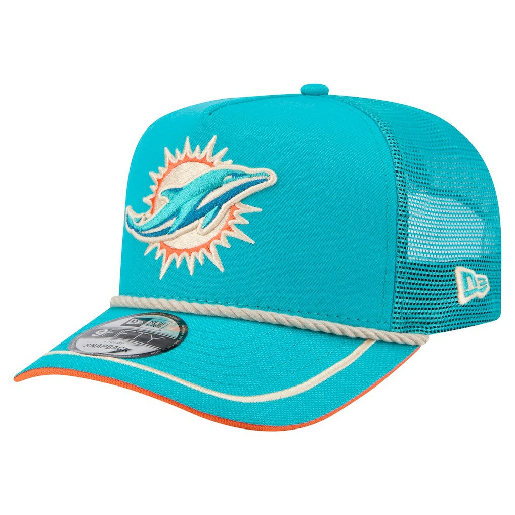Vintage Team Rope A-Frame Trucker 9FIFTY Snapback Hat - Miami Dolphins