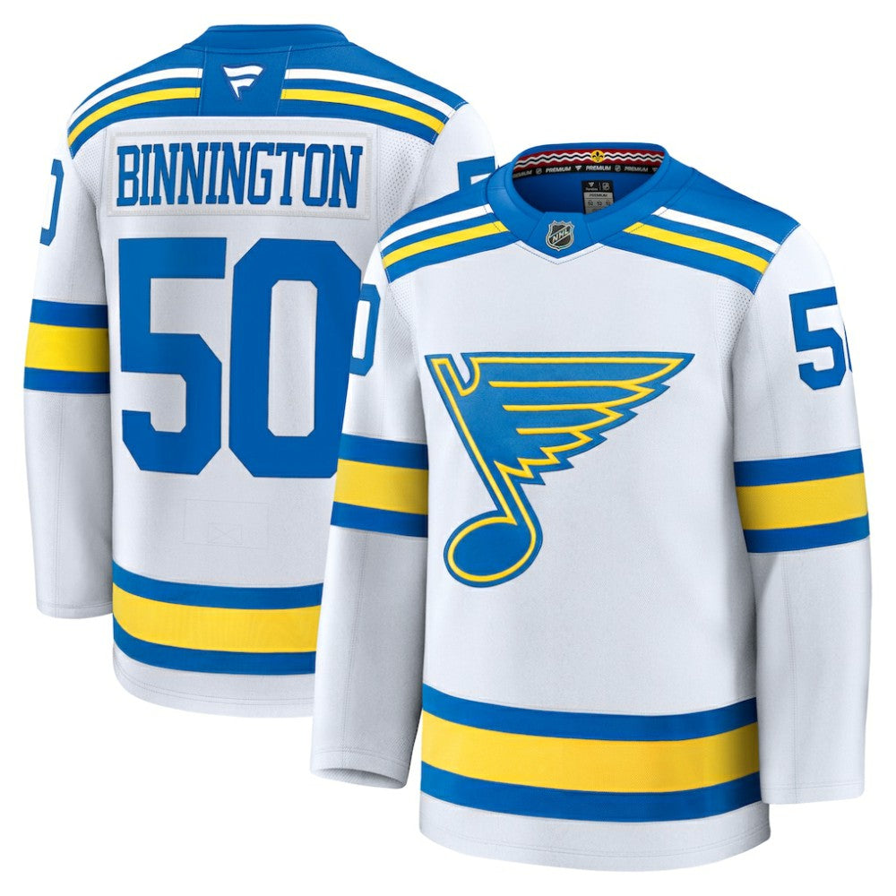 NHL White Jordan Binnington St. Louis Blues Fanatics Away Premium Player Jersey