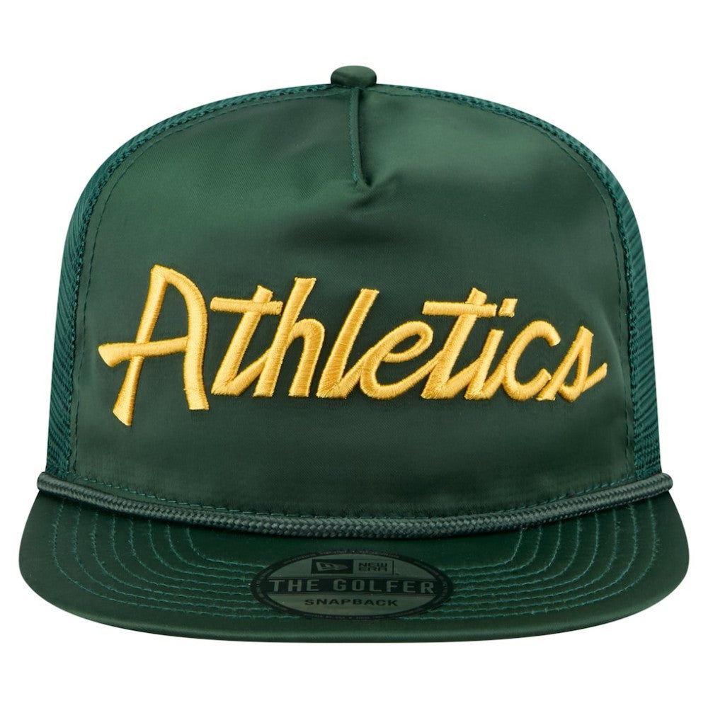 MLB Athletics New Era Retro Satin Script Golfer Adjustable Hat