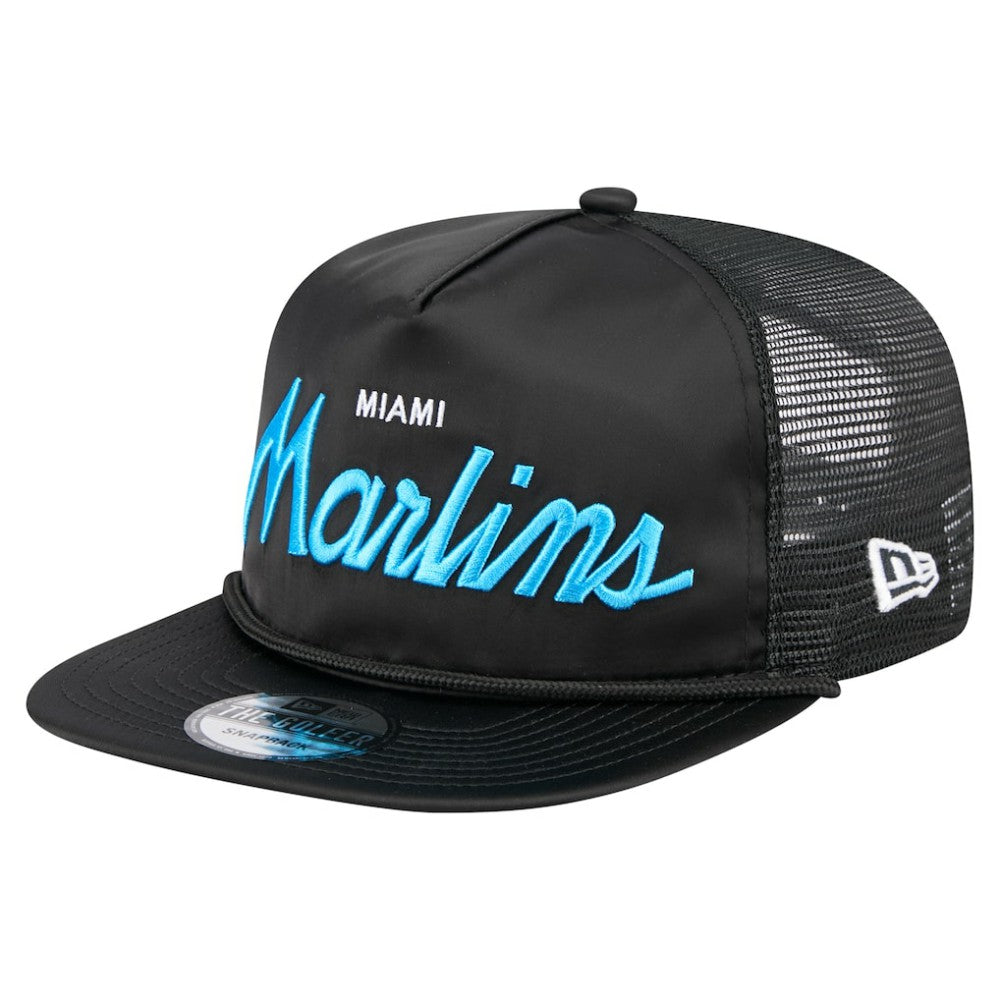 MLB Miami Marlins New Era Retro Satin Script Golfer Adjustable Hat