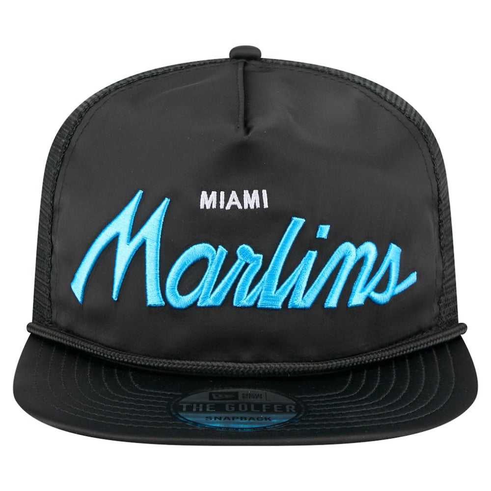 MLB Miami Marlins New Era Retro Satin Script Golfer Adjustable Hat