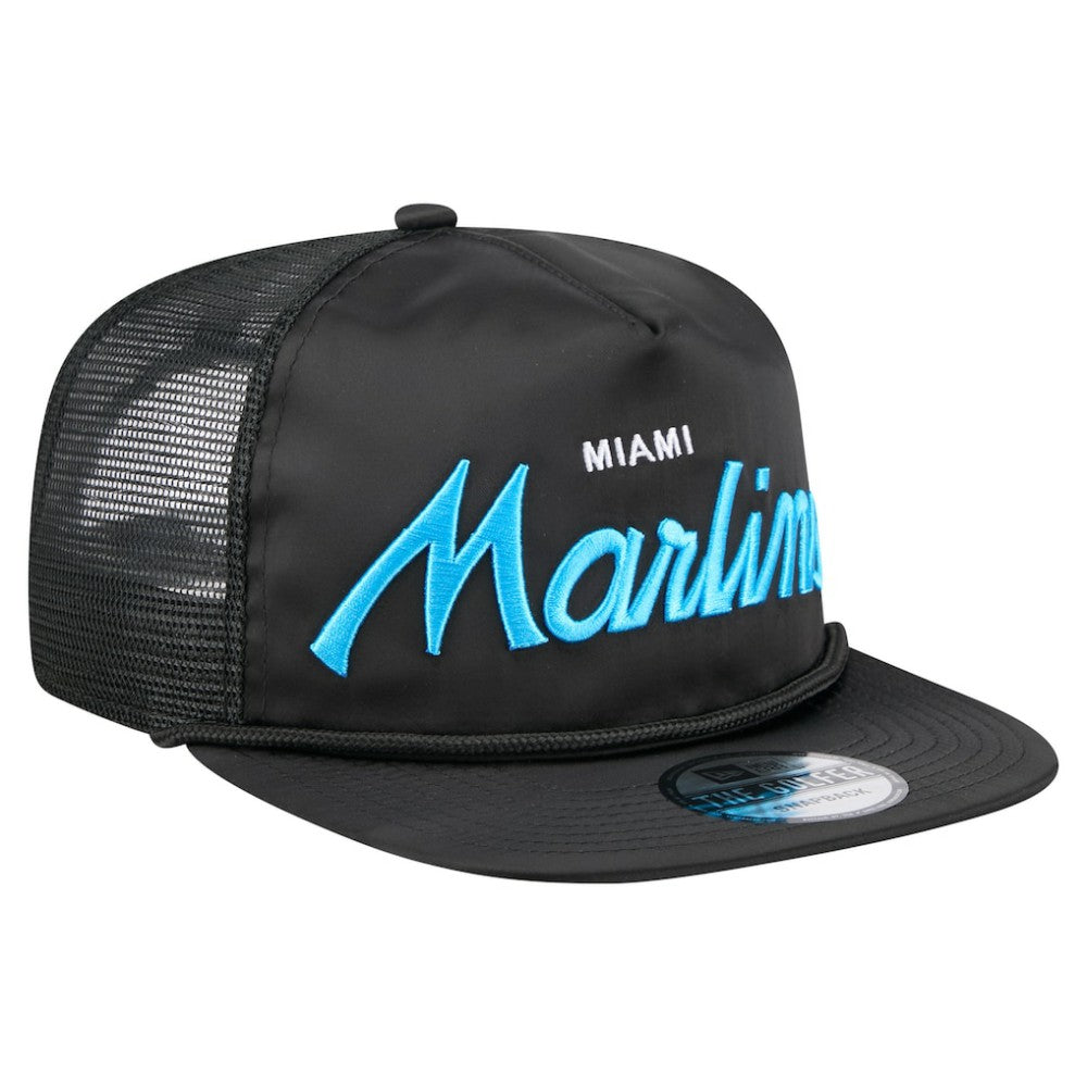 MLB Miami Marlins New Era Retro Satin Script Golfer Adjustable Hat