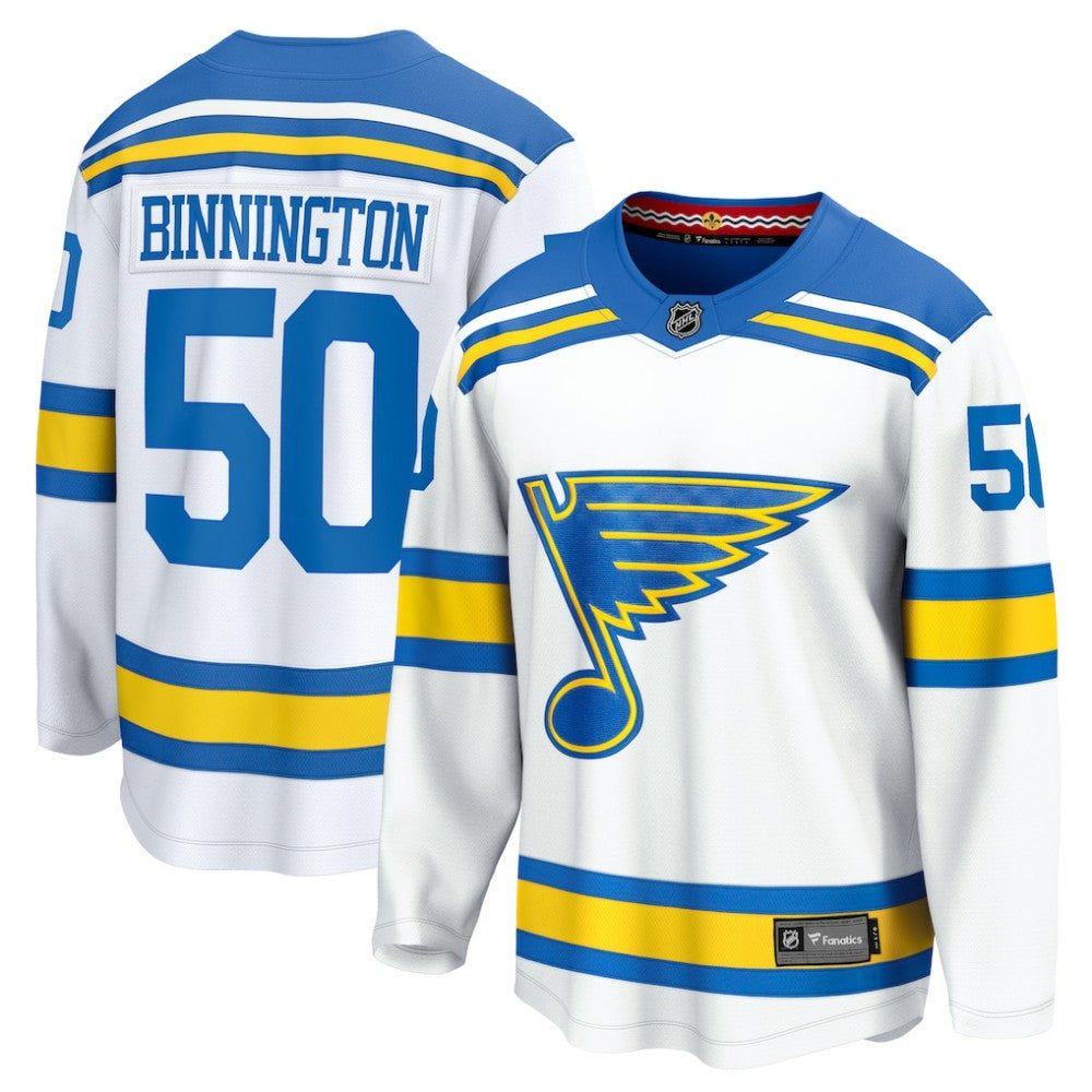 NHL White Jordan Binnington St. Louis Blues Fanatics Away Breakaway Player Jersey