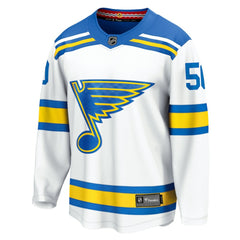 NHL White Jordan Binnington St. Louis Blues Fanatics Away Breakaway Player Jersey