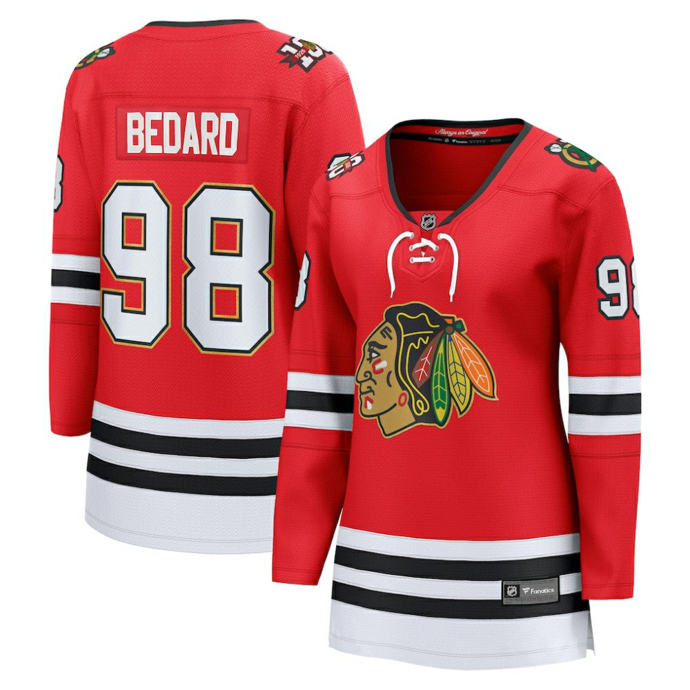 NHL Red Connor Bedard Chicago Blackhawks Fanatics Women's Centennial Breakaway Player Jersey