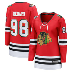 NHL Red Connor Bedard Chicago Blackhawks Fanatics Women's Centennial Breakaway Player Jersey