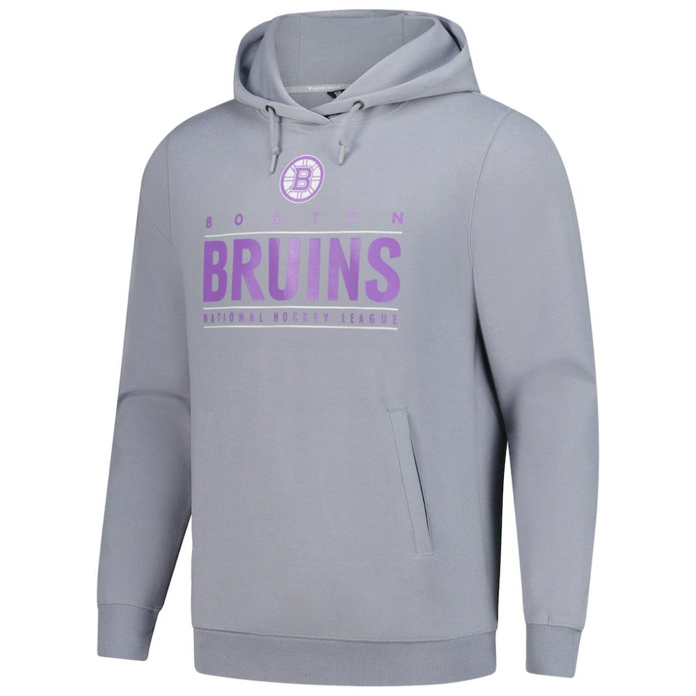 NHL Gray Boston Bruins Levelwear Hockey Fights Cancer Pulsar Off Season Tri-Blend Pullover Hoodie