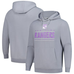 NHL Gray New York Rangers Levelwear Hockey Fights Cancer Pulsar Off Season Tri-Blend Pullover Hoodie