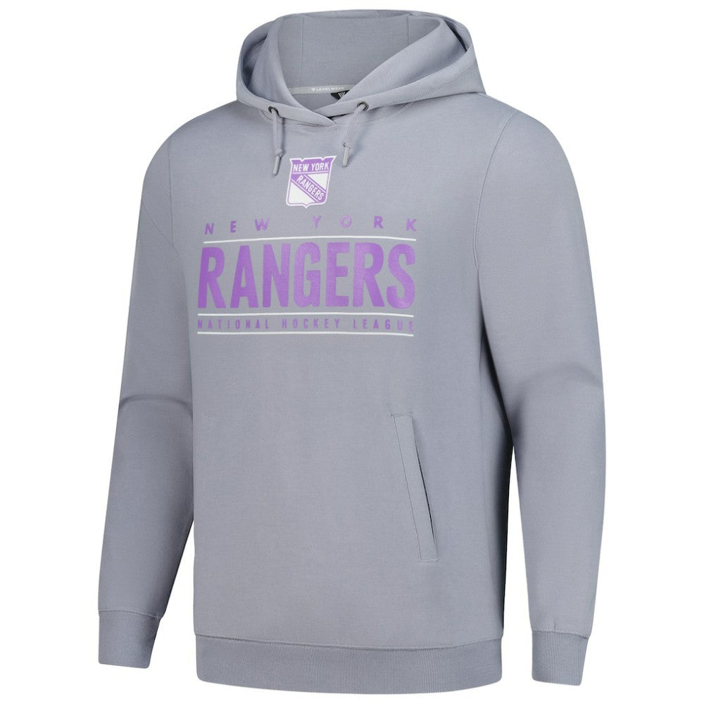 NHL Gray New York Rangers Levelwear Hockey Fights Cancer Pulsar Off Season Tri-Blend Pullover Hoodie