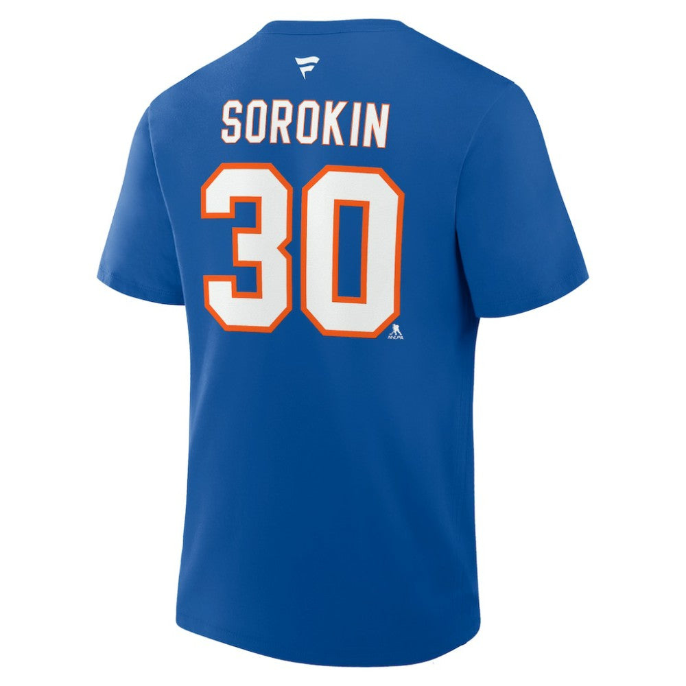 NHL Royal Ilya Sorokin New York Islanders Fanatics Authentic Stack Name & Number T-Shirt