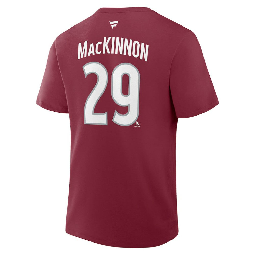 NHL Burgundy Nathan MacKinnon Colorado Avalanche Fanatics Authentic Stack Name & Number T-Shirt