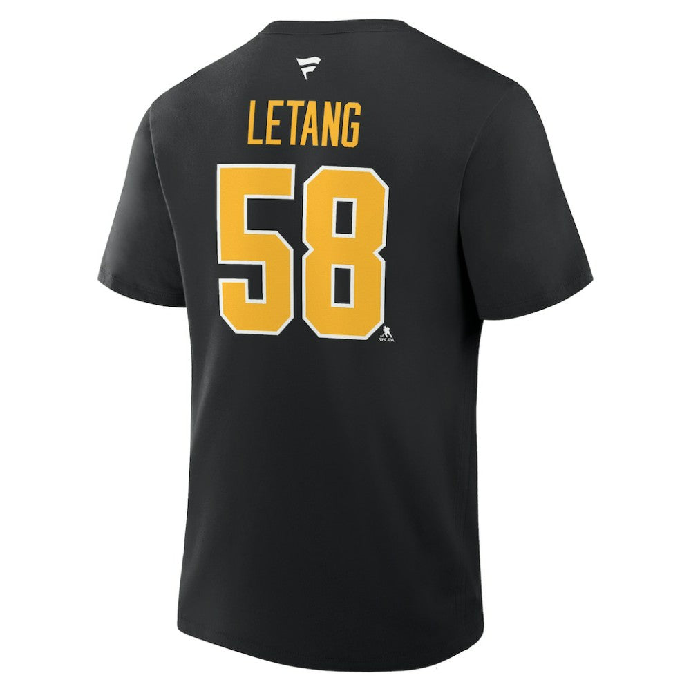 NHL Black Kris Letang Pittsburgh Penguins Fanatics Authentic Stack Name & Number T-Shirt