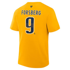 NHL Gold Filip Forsberg Nashville Predators Fanatics Authentic Stack Name & Number T-Shirt