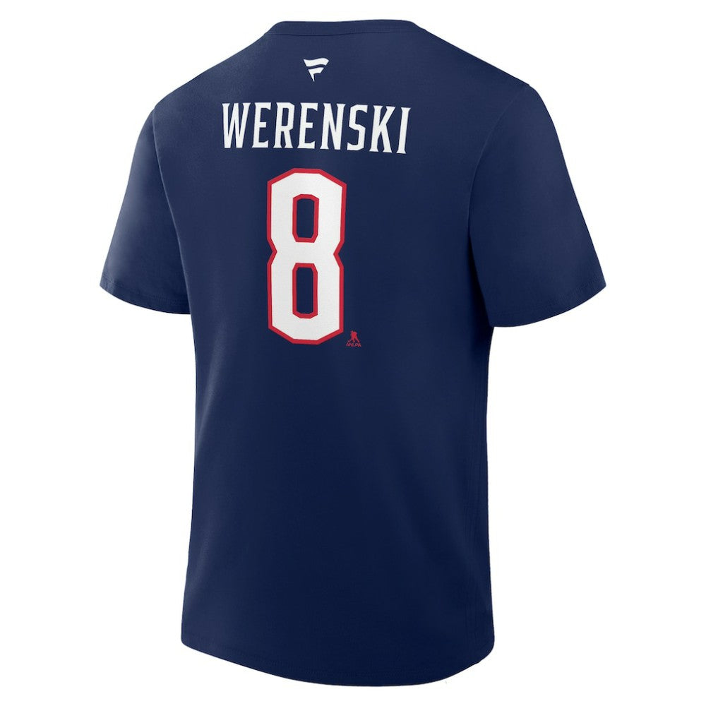 NHL Navy Zach Werenski Columbus Blue Jackets Fanatics Authentic Stack Name & Number T-Shirt