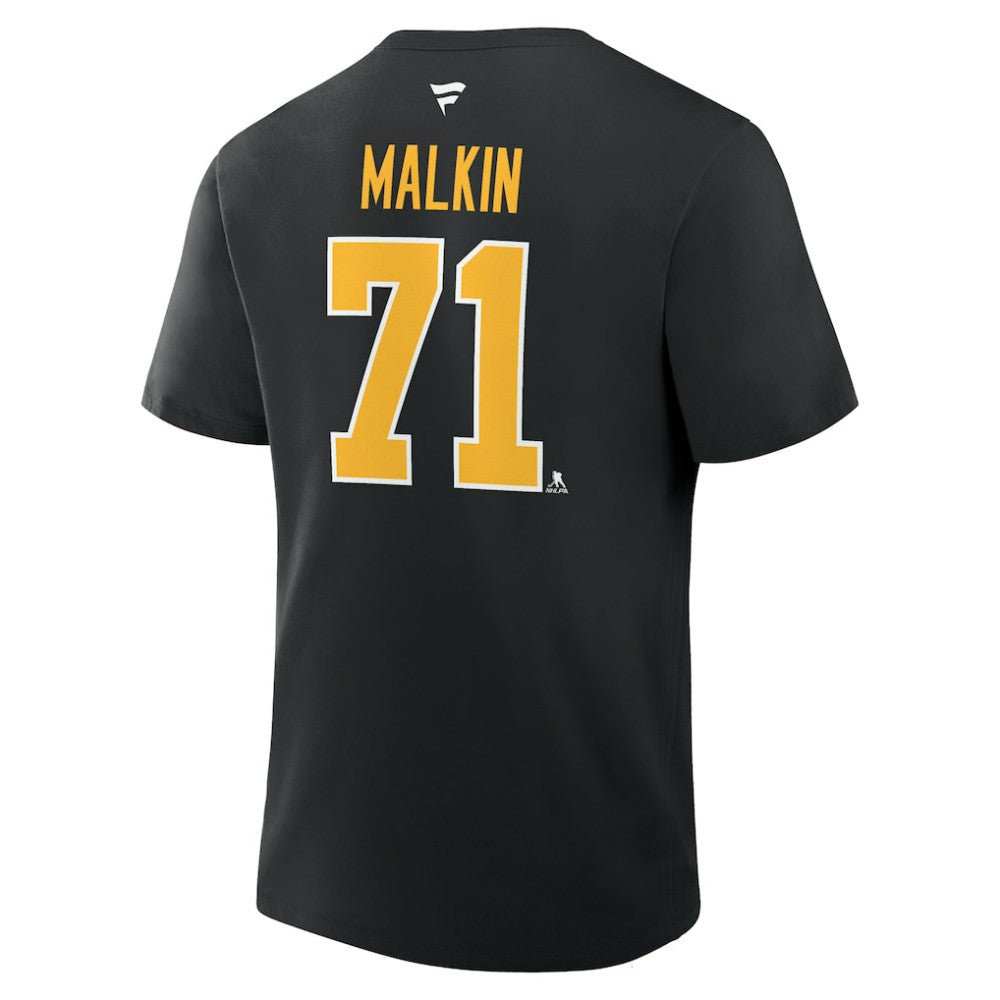 NHL Black Evgeni Malkin Pittsburgh Penguins Fanatics Authentic Stack Name & Number T-Shirt