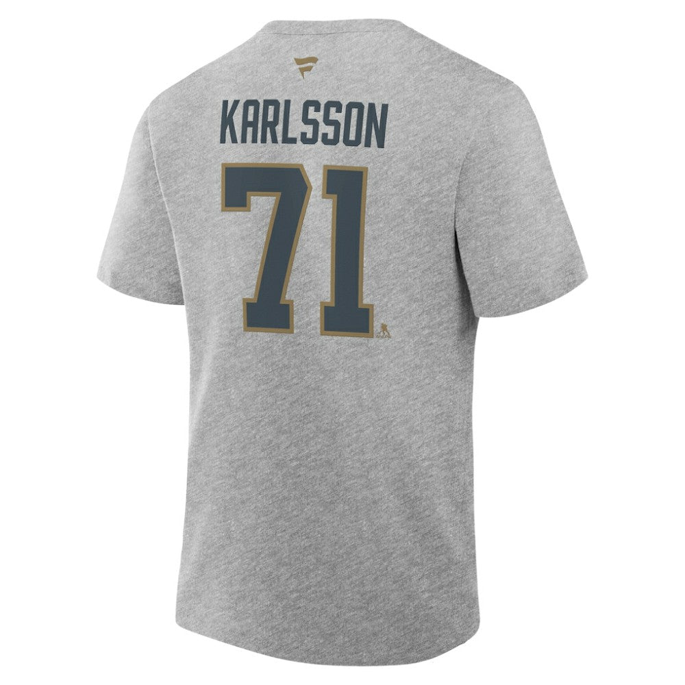 NHL Heather Gray William Karlsson Vegas Golden Knights Fanatics Authentic Stack Name & Number T-Shirt