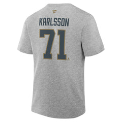NHL Heather Gray William Karlsson Vegas Golden Knights Fanatics Authentic Stack Name & Number T-Shirt