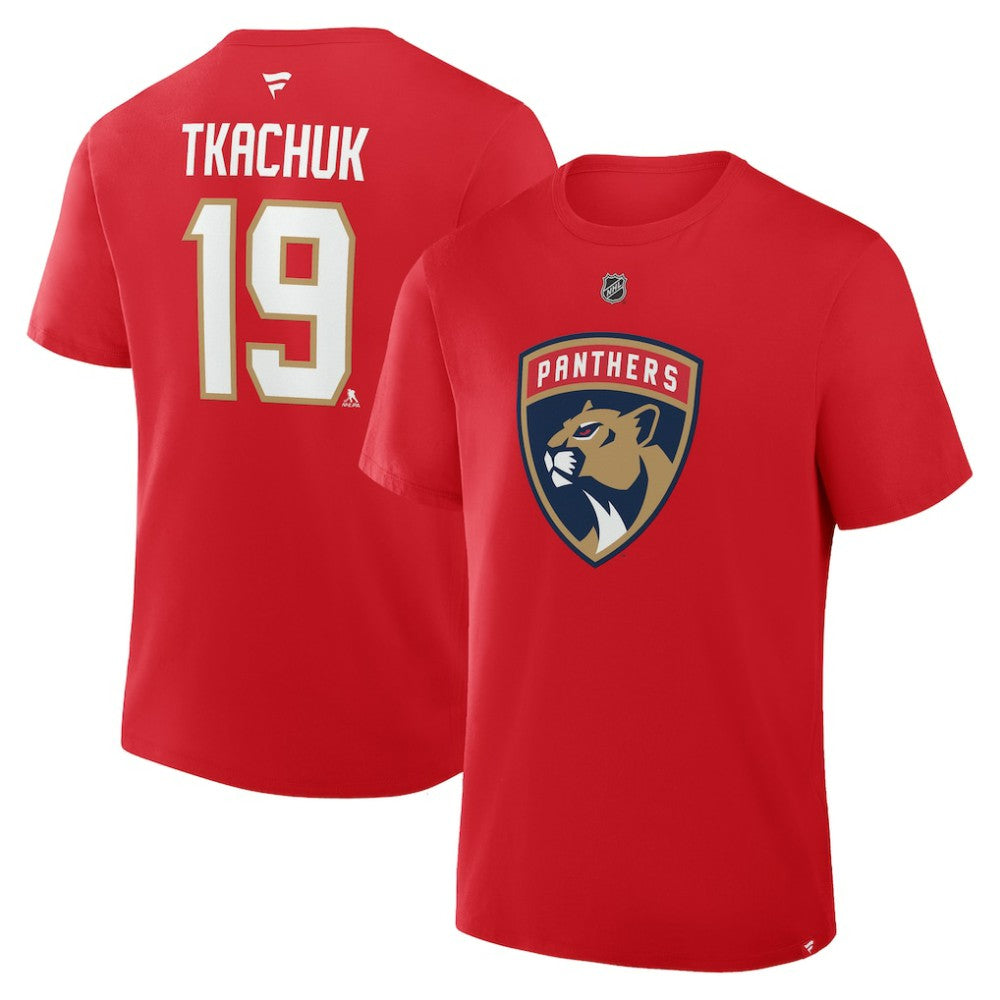 NHL Red Matthew Tkachuk Florida Panthers Fanatics Authentic Stack Name & Number T-Shirt