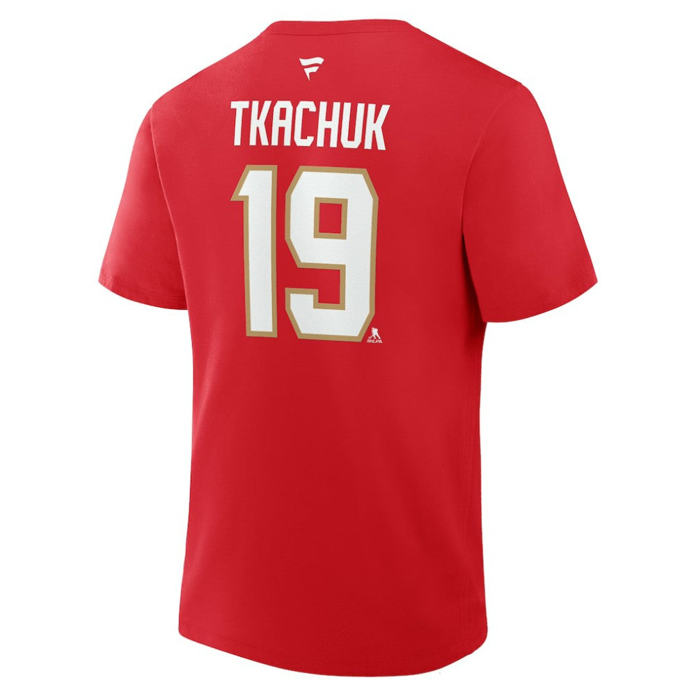 NHL Red Matthew Tkachuk Florida Panthers Fanatics Authentic Stack Name & Number T-Shirt