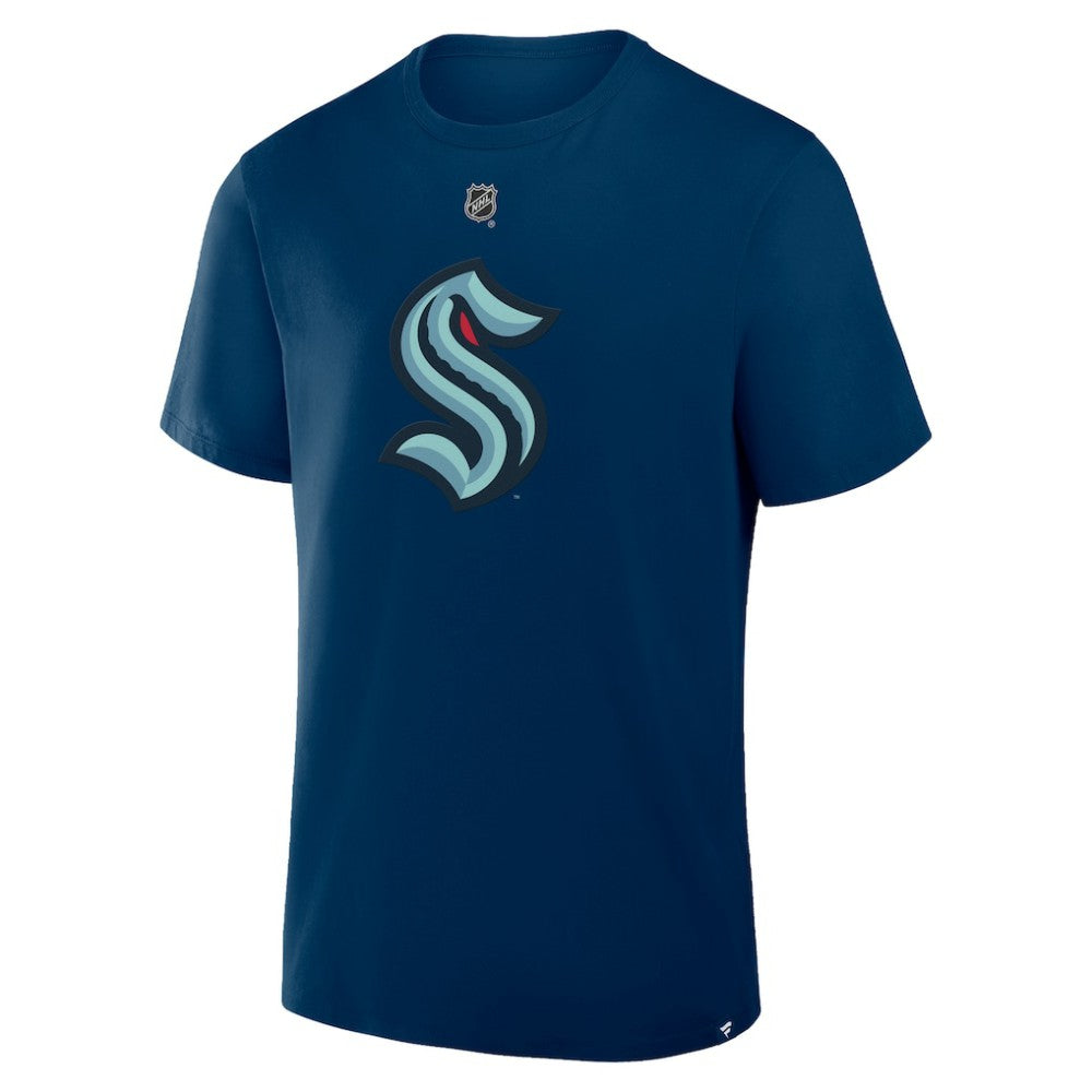 NHL Navy Matty Beniers Seattle Kraken Fanatics Authentic Stack Name & Number T-Shirt