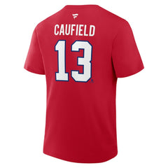 NHL Red Cole Caufield Montreal Canadiens Fanatics Authentic Stack Name & Number T-Shirt
