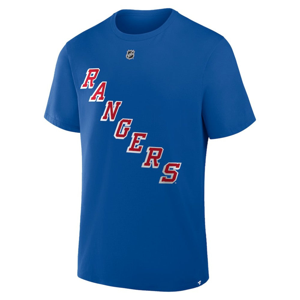 NHL Blue Mika Zibanejad New York Rangers Fanatics Authentic Stack Name & Number T-Shirt