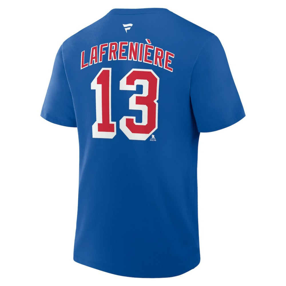 NHL Blue Alexis Lafreniere New York Rangers Fanatics Authentic Stack Name & Number T-Shirt