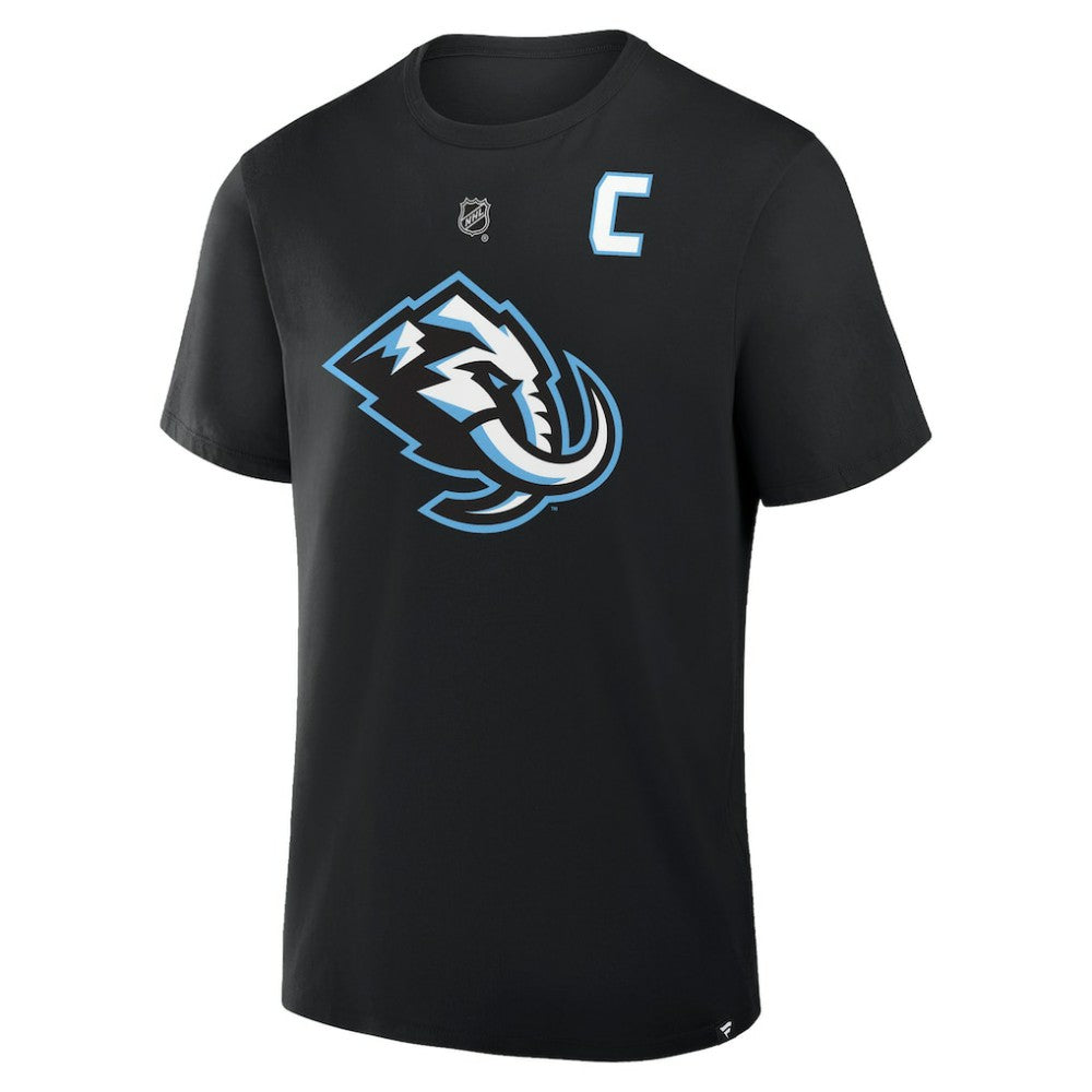 NHL Black Clayton Keller Utah Mammoth Fanatics Authentic Stack Name & Number T-Shirt