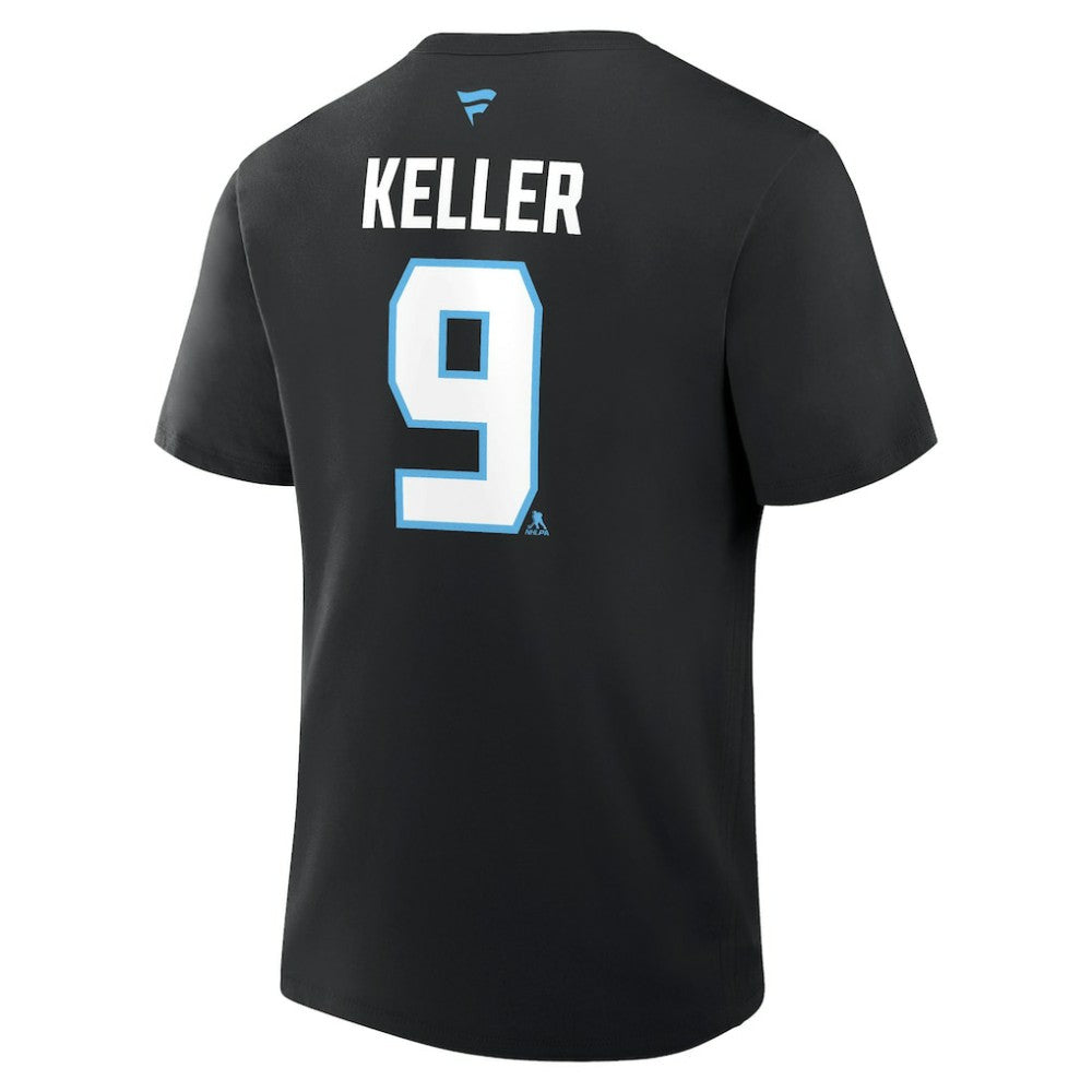 NHL Black Clayton Keller Utah Mammoth Fanatics Authentic Stack Name & Number T-Shirt