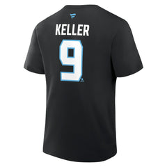 NHL Black Clayton Keller Utah Mammoth Fanatics Authentic Stack Name & Number T-Shirt