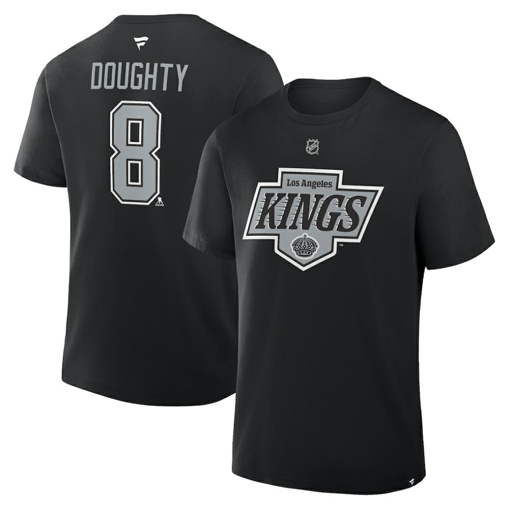 NHL Black Drew Doughty Los Angeles Kings Fanatics Authentic Stack Name & Number T-Shirt