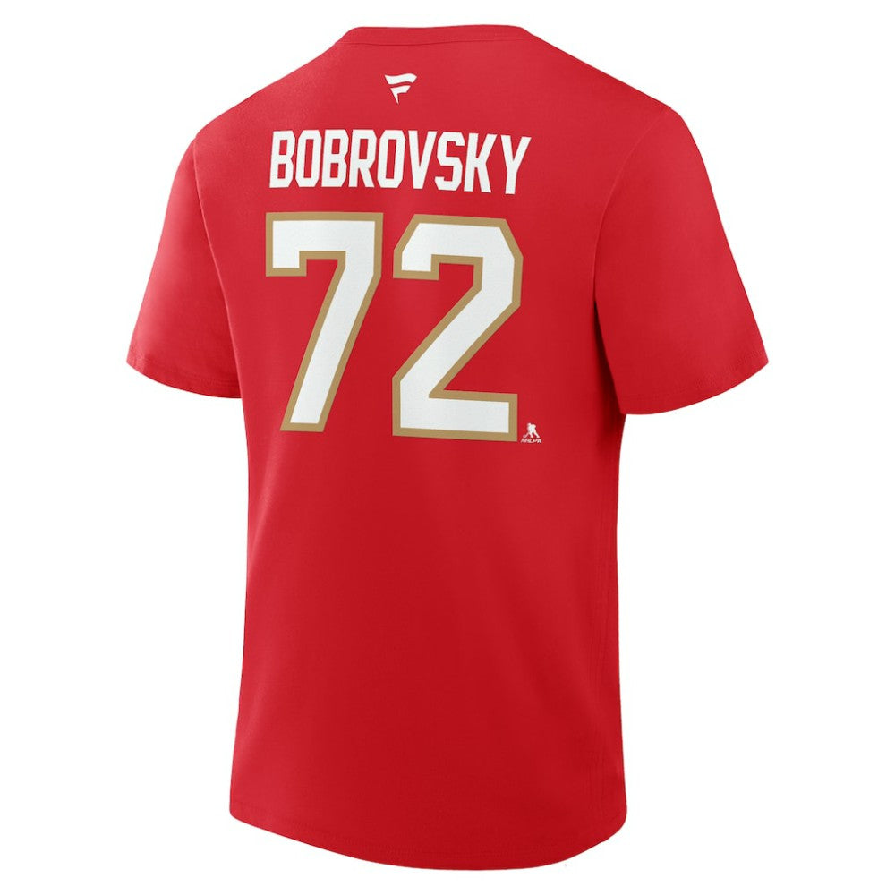 NHL Red Sergei Bobrovsky Florida Panthers Fanatics Authentic Stack Name & Number T-Shirt