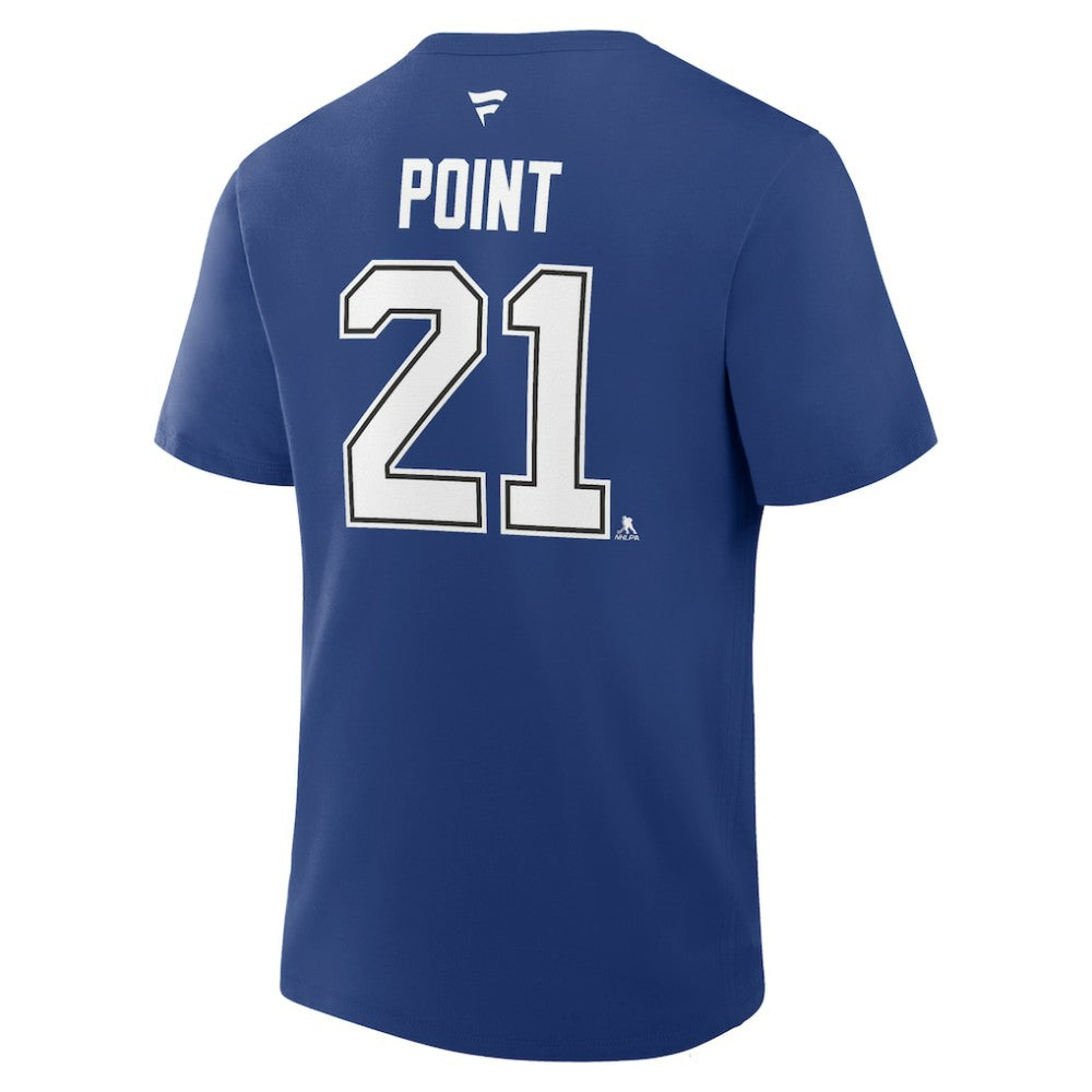 NHL Blue Brayden Point Tampa Bay Lightning Fanatics Authentic Stack Name & Number T-Shirt