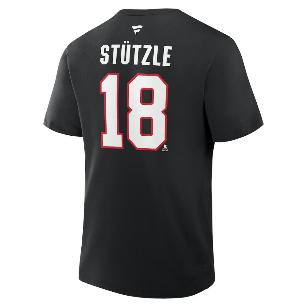 NHL Black Tim Stutzle Ottawa Senators Fanatics Authentic Stack Name & Number T-Shirt