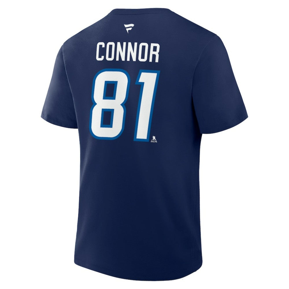 NHL Navy Kyle Connor Winnipeg Jets Fanatics Authentic Stack Name & Number T-Shirt