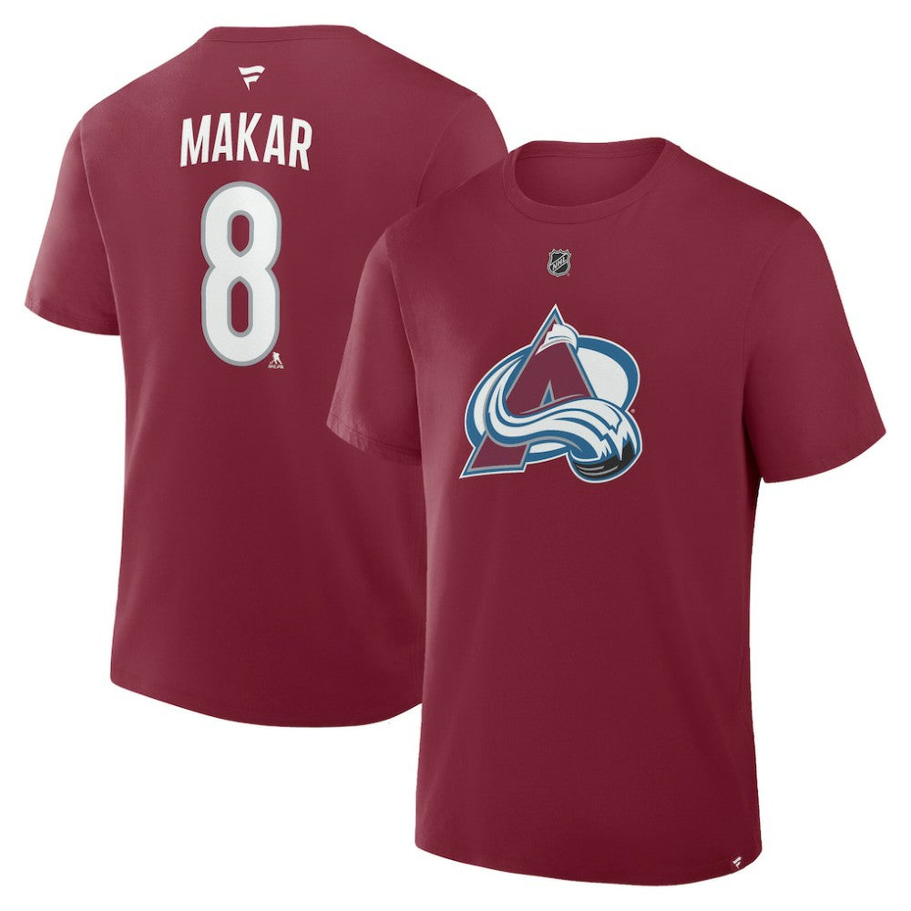 NHL Burgundy Cale Makar Colorado Avalanche Fanatics Authentic Stack Name & Number T-Shirt