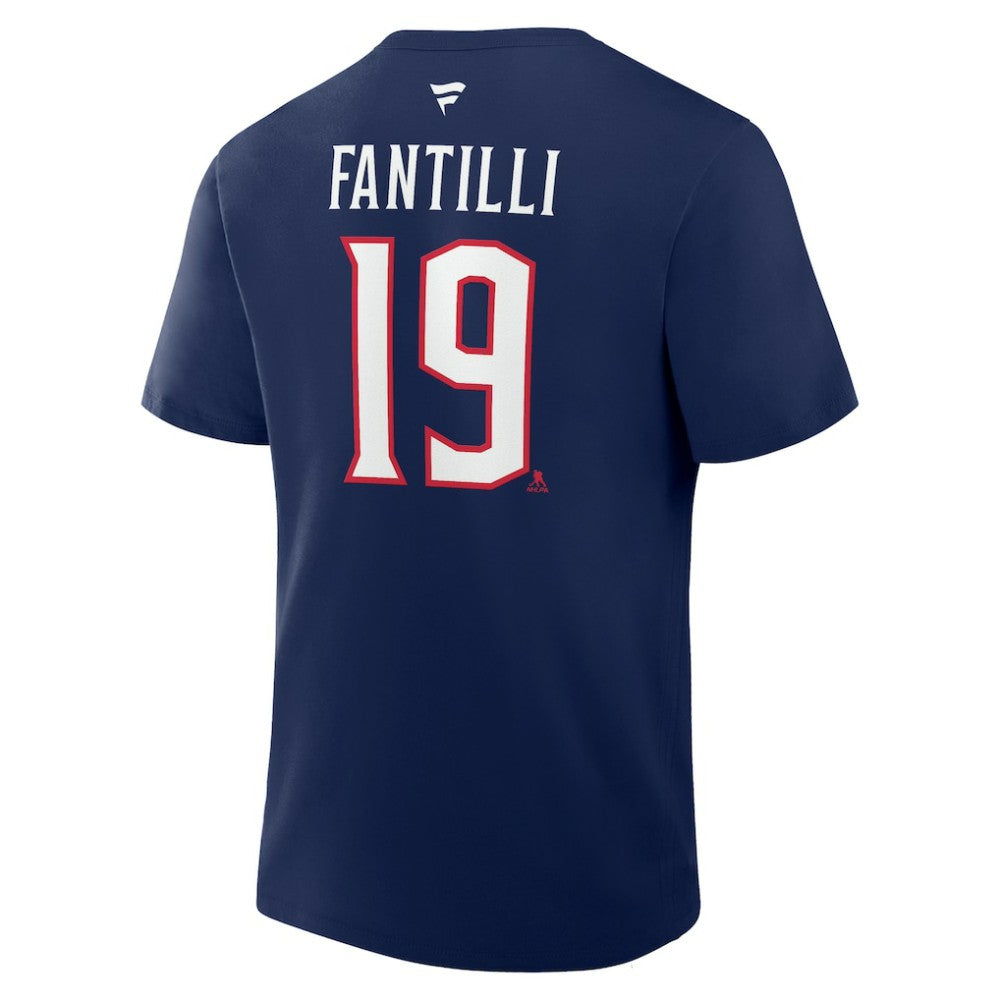 NHL Navy Adam Fantilli Columbus Blue Jackets Fanatics Authentic Stack Name & Number T-Shirt