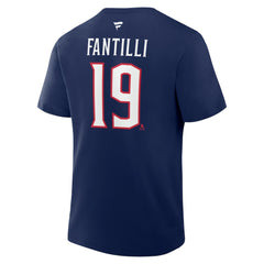 NHL Navy Adam Fantilli Columbus Blue Jackets Fanatics Authentic Stack Name & Number T-Shirt