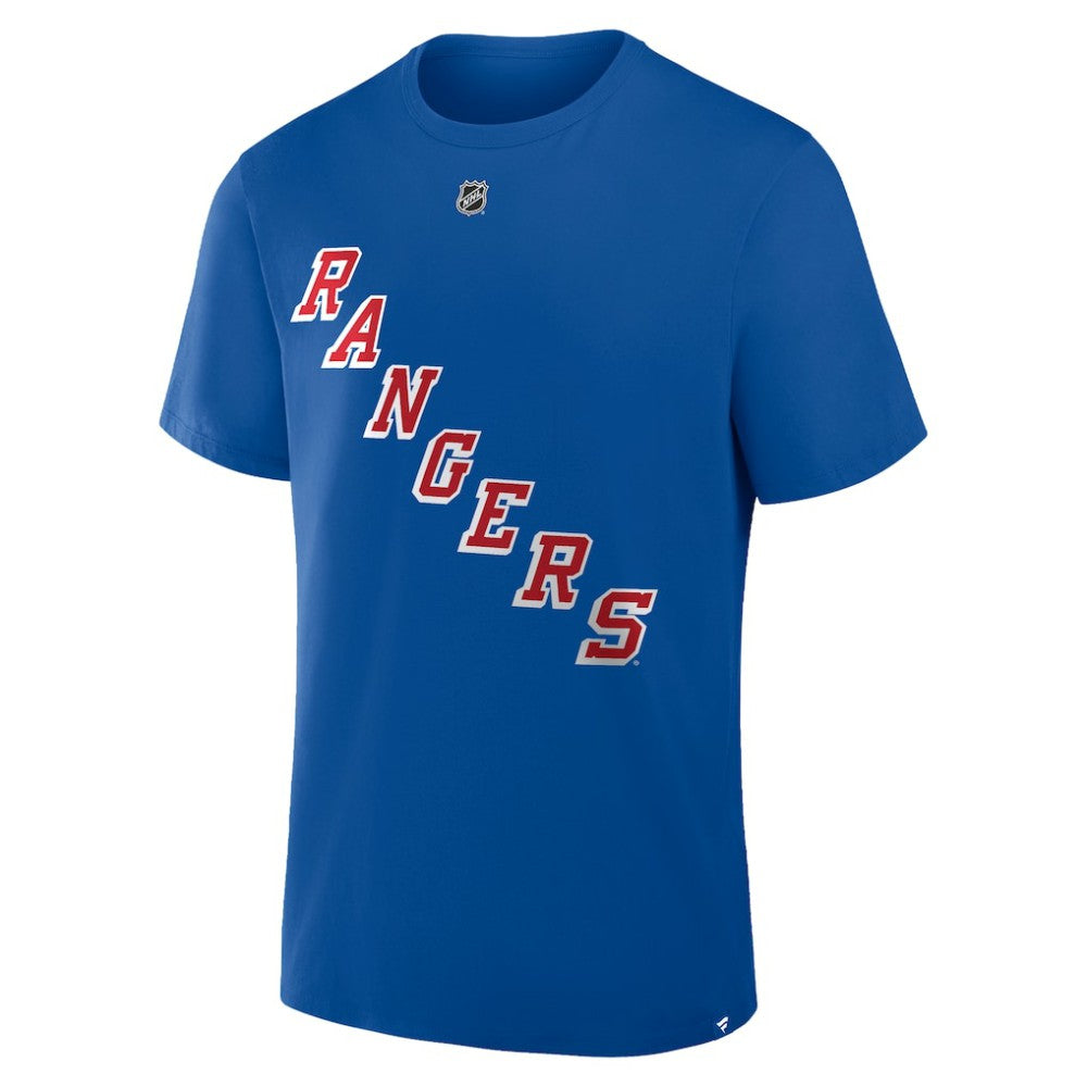NHL Blue Igor Shesterkin New York Rangers Fanatics Authentic Stack Name & Number T-Shirt