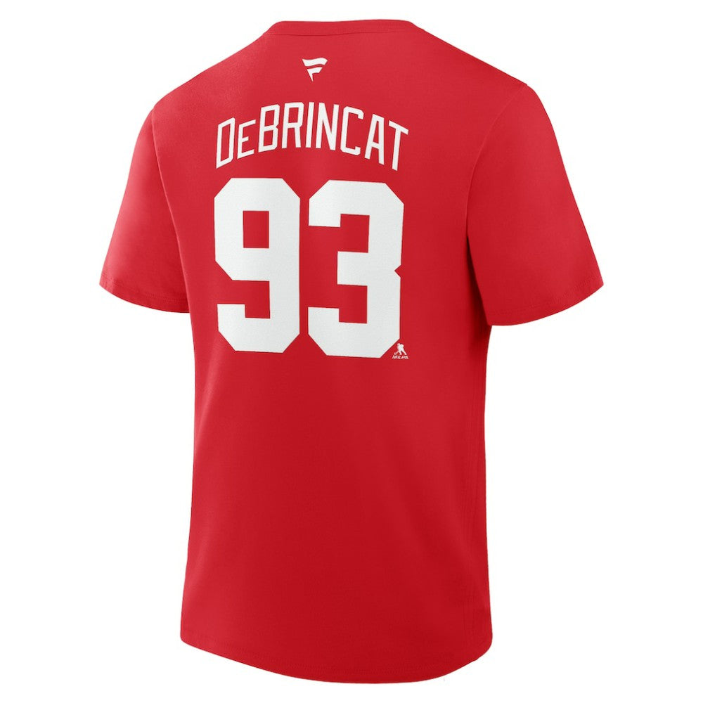 NHL Red Alex DeBrincat Detroit Red Wings Fanatics Authentic Stack Name & Number T-Shirt