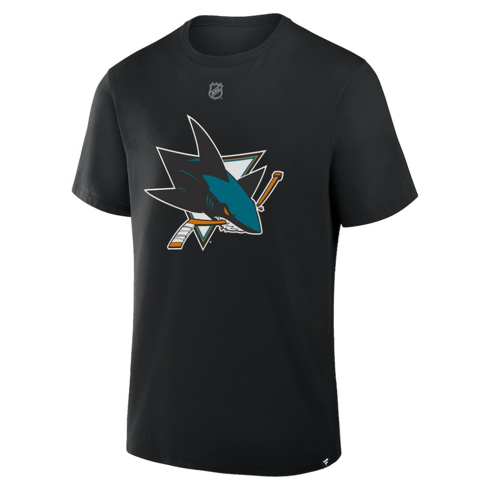 NHL Black Macklin Celebrini San Jose Sharks Fanatics Authentic Stack Name & Number T-Shirt