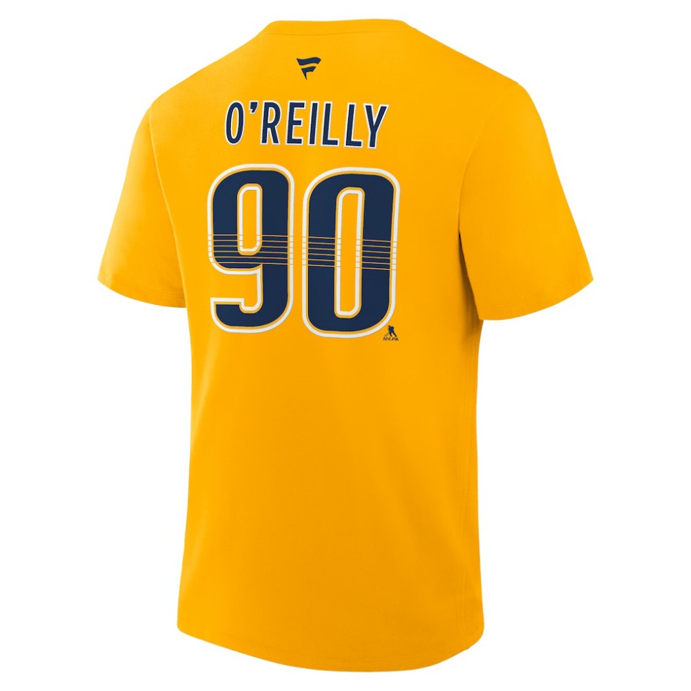 NHL Gold Ryan O'Reilly Nashville Predators Fanatics Authentic Stack Name & Number T-Shirt