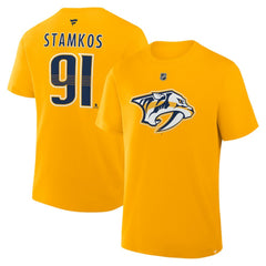 NHL Gold Steven Stamkos Nashville Predators Fanatics Authentic Stack Name & Number T-Shirt