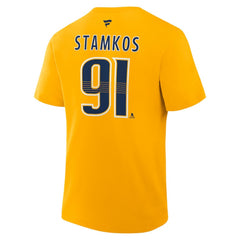 NHL Gold Steven Stamkos Nashville Predators Fanatics Authentic Stack Name & Number T-Shirt